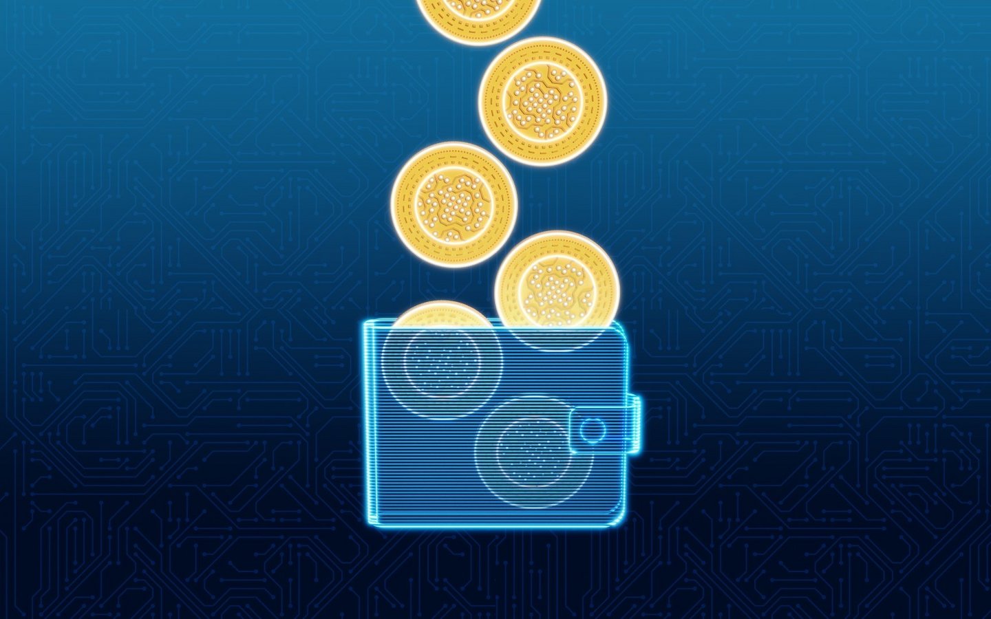 Transferring crypto coins into a digital wallet, futuristic finance meets secure virtual storage.