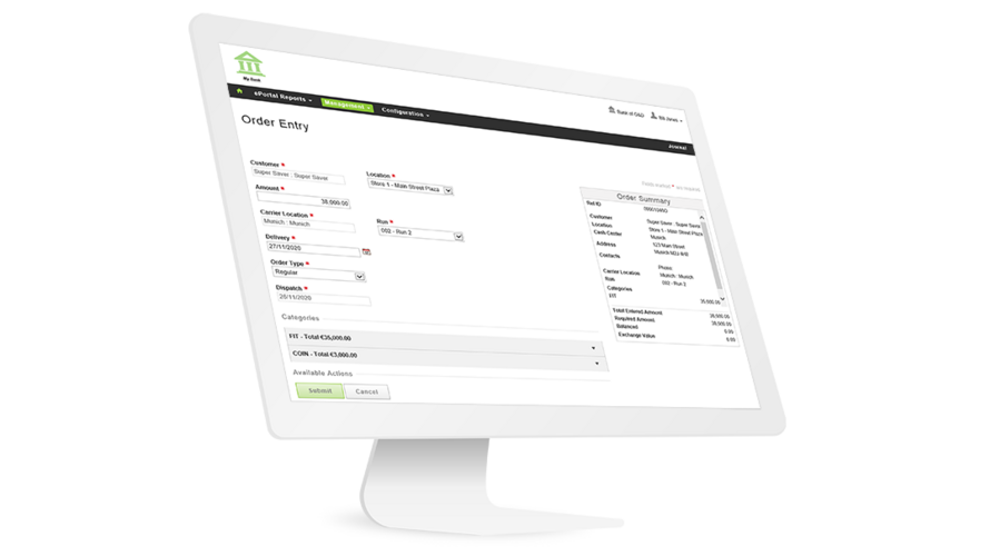 Screenshot of G+D's Compass Branch Express software tool